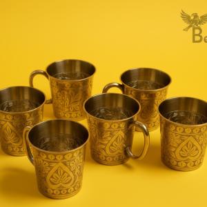 Pure Brass Mug 6 pieces set
