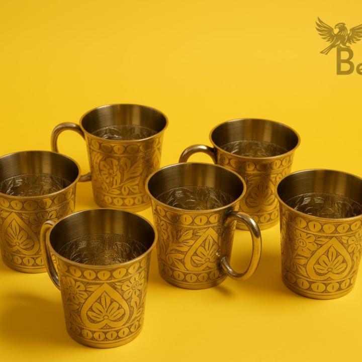 Pure Brass Mug 6 pieces set